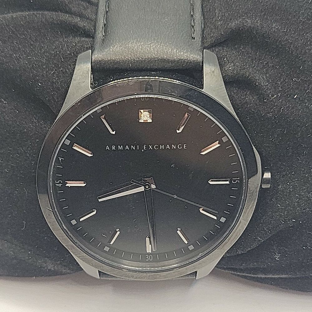 Armani Exchange AX2171 Men's Black Leather Analog Dial Quartz Wrist Watch BC475
